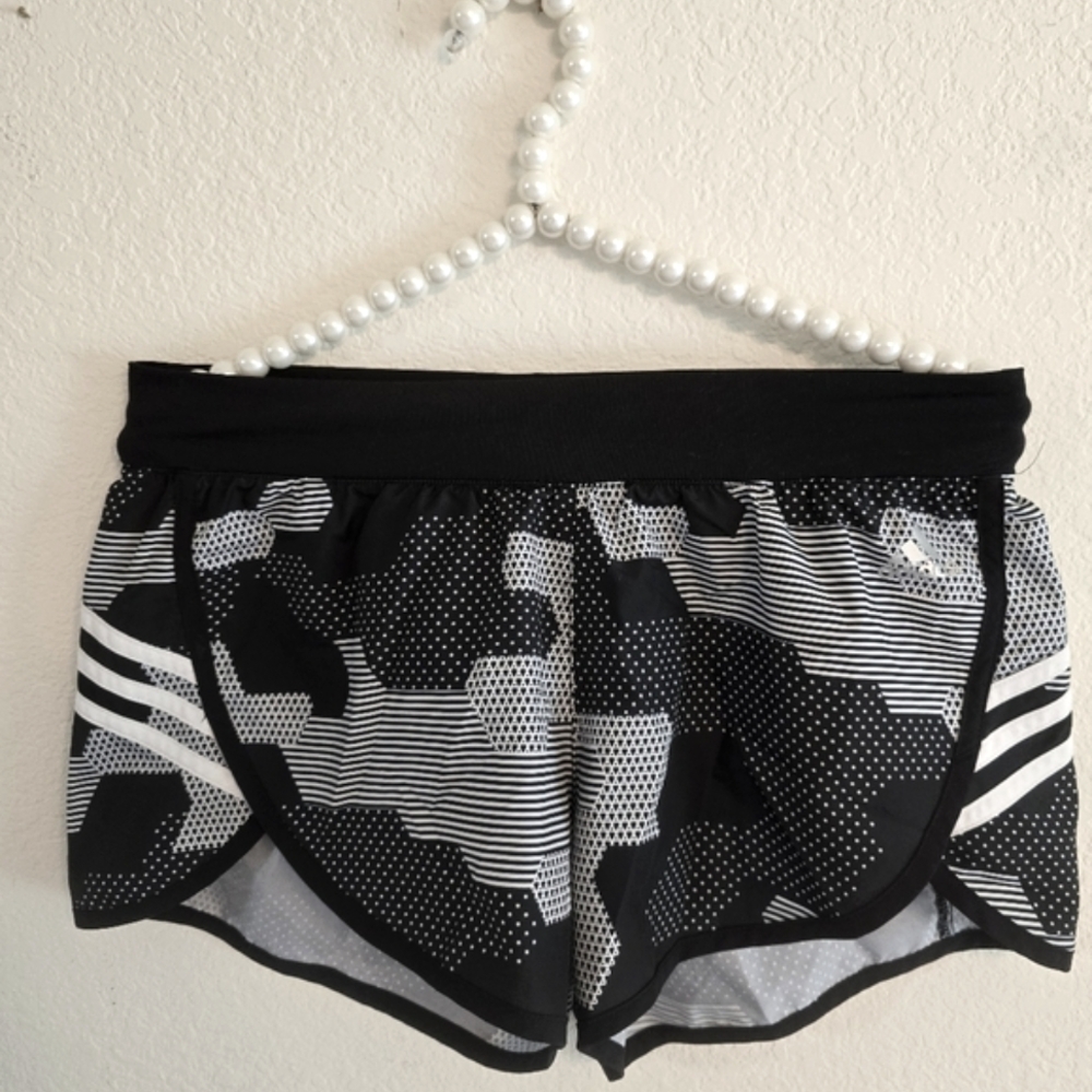 Adidas Black and White Patterned Shorts